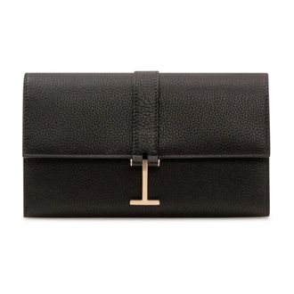 Tom Ford Wallets & Cardholders, female, Black, Size: ONE SIZE Leath Wallet on Strap