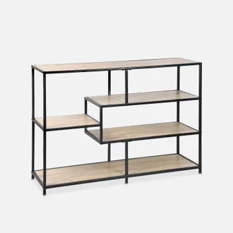 Sweeek Sweeek - Estanter&iacute;a Industrial De Metal Y Efecto Madera, 5 Niveles, Loft, Madera, 114x33x78 Cm