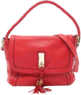 Gucci Pre-owned Bella 2way Leren Schoudertas - Dames - Vintage Handtas - Rood - ONE Size - Leer - Vintage