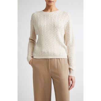 Max Mara Ussuri Embellished Cable Wool Sweater in Beige at Nordstrom, Size Xx-Large