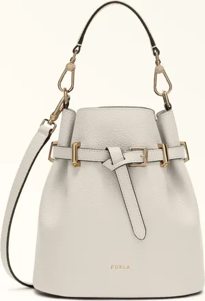 Furla Aura Mini Bag S Perla E Light Grey Keria Grained Calf Leather Woman
