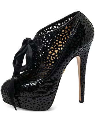 Charlotte Olympia pre-owned 135mm perforated platform pumps - Black