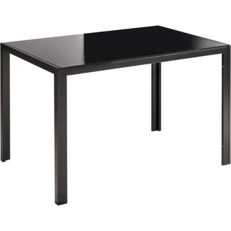 Beliani Beliani - Mesa De Comedor Tapa De Vidrio Templado Negro 120 X 80 Cm Patas Rectas De Metal Rectangular Moderna Lavos