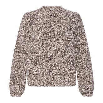 Ichi Ichi - Folklore Hart Blouse - Dames - Blouses & Shirts - Bruin - Maat: M