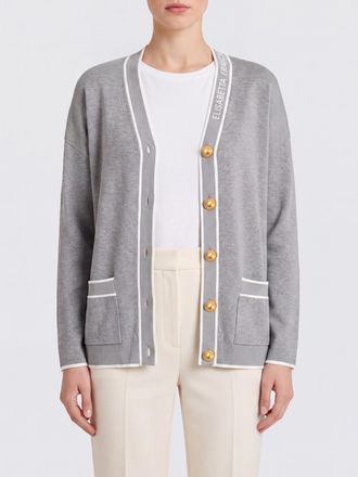 Elisabetta Franchi Virgin Wool Cardigan with Contrast Trims and Logo