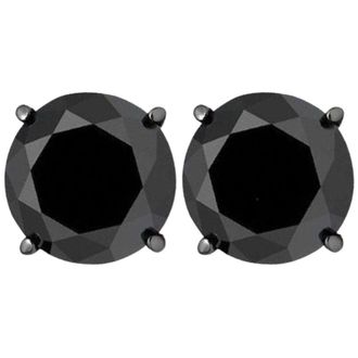 Pompeii3 3ct 14k Black Gold Round Black Diamond Screw Back Studs Earrings