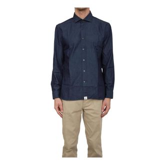 Peuterey Heren, Overhemden, Blauw, Maat: XL Katoen