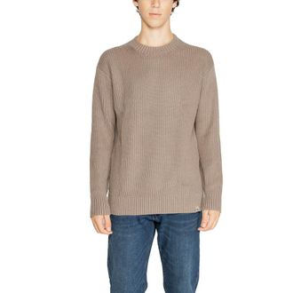 Calvin Klein Jeans Mens Ribbed Crew Neck Sweater Relaxed Fit - Grey Cotton - Size EU 44 (Mens)