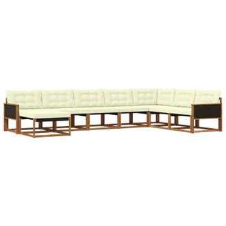 vidaXL Conjunto De Sof&aacute;s De Exterior Con Coj&iacute;n 8 Pcs Natural Y Crema Vidaxl