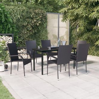 vidaXL Juego De Comedor De Jard&iacute;n 7 Piezas Negro Vidaxl