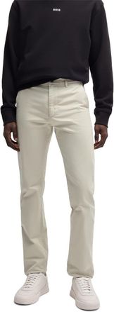 HUGO BOSS Mens Solid Patterned Slim Chinos in Light Beige - Size 36W/32L