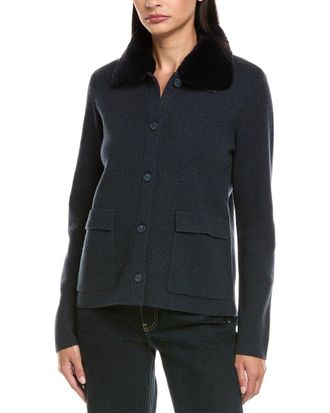 N.Peal N.Peal Herringbone Rex Fur Cashmere Coat