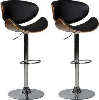 Beliani Set of 2 Bar Chairs ROTTERDAM Faux Leather Swivel Black