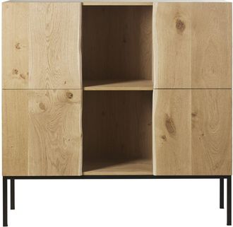 Maisons du monde Aparador alto con 4 puertas de roble macizo 130 cm