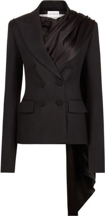 Nina Ricci Zwarte Double-Breasted Gedrapeerde Jas - Dames - Blazers - Zwart - S - Jassen