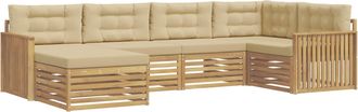 vidaXL Conjunto De Sof&aacute;s De Exterior 6 Uds. Y Beige Poli&eacute;ster Vidaxl