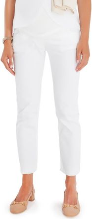 Accouch&eacute;e Graceful Non-Denim Foldover Waistband Maternity Pants in White at Nordstrom, Size X-Large