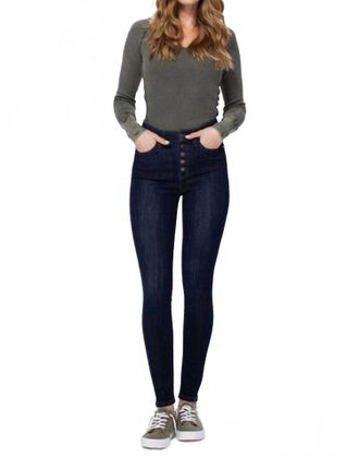 Judy Blue High Waist Handsand Resin Skinny Jeans In Dark Wash