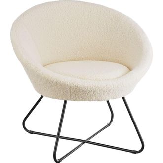 TecTake Sill&oacute;n de c&oacute;ctel redondo, tejido boucl&eacute;, 83 x 73 x 82 cm, blanco roto