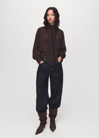 Mango Blusa texture foulard cioccolato - Donna - S - MANGO