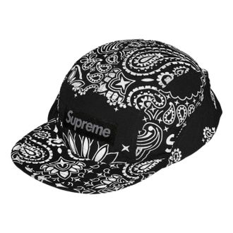 SUPREME SS26 Reflective Bandana Sunshield Camp Cap Black SUP-SS26-1048-BLK