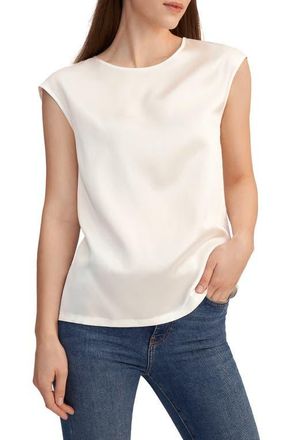 LilySilk Basic Cap Sleeves Silk Tee in Natural White at Nordstrom, Size X-Small