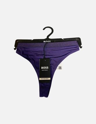 HUGO BOSS Womens CI Logo Waistband Thong, Dark Purple - Size: 12
