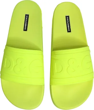 Dolce & Gabbana Mens Green Rubber Slides Sandals Beachwear Shoes Tu+termoplastic