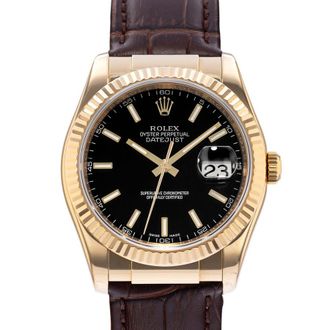 Rolex Pre-owned Rolex Datejust 36 Automatic Chronometer Black Dial Mens Watch 116138 BKSL