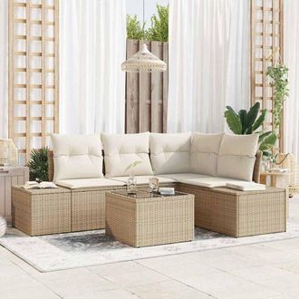 vidaXL Conjunto De Sof&aacute; De Jard&iacute;n 5 Pcs Beige Polirat&aacute;n Vidaxl