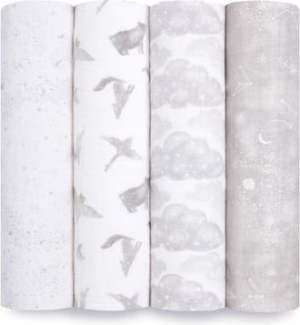 Aden + Anais Boutique 4-Pack 100% Organic Cotton Muslin Swaddles in Map The Stars at Nordstrom