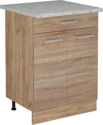 Vicco Mueble Bajo De Cocina R-line, Sonoma, 60 Cm Et M&aacute;rmol