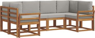 vidaXL Conjunto De Sof&aacute;s De Exterior 6 Uds. Gris Natural Y Claro Vidaxl