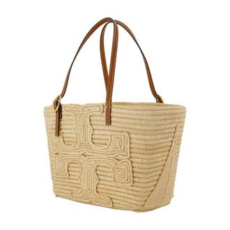 Tory Burch Womens Raffia Woven Tote Beige
