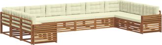 vidaXL Juegos De Sof&aacute;s 8 Uds. Natural Y Crema Madera De Acacia S&oacute;lida Vidaxl
