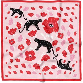 Centinelle Poppy Polka Cat Cotton Silk Bandana in Pink at Nordstrom
