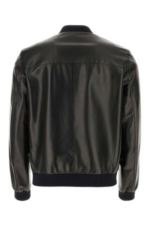 Prada Mens Black Nappa Leather Reversible Bomber Jacket Nero Agnello-Poliammidericiclat Giacche Pelle