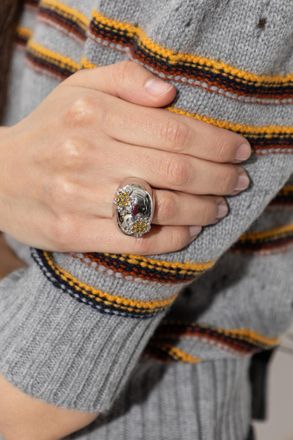 Marni Ring With Shimmering Crystals, Womens, Silver