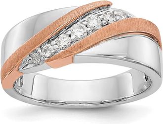 Diamond2Deal 14k Two-tone Lab Grown Diamond Wedding Band Ring 0.33Ct Clarity- VS Color- D-E