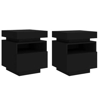 vidaXL Vidaxl - Mesitas De Noche Con Luces Led 2 Unidades Negro 40x39x48,5 Cm