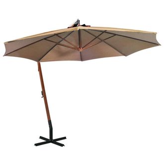 vidaXL Sombrilla Jard&iacute;n Colgante Con Palo Madera Abeto Taupe 3,5x2,9 M Vidaxl