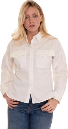 Max Mara Katoenen blouse met zakken en splitten - Dames - Overhemden - Wit - XL - Katoen - Overhemden