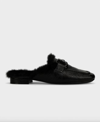 Vaneli Womens Skyla Faux Fur-Lined Loafer Mule In Black