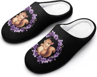 Generic Squirrel Flower Circle Mens Slippers Comfortable And Non-slip Cotton Slipper Shoe for House