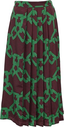 Msgm Chain-Print Pleated Midi Skirt in Multicolor Polyester