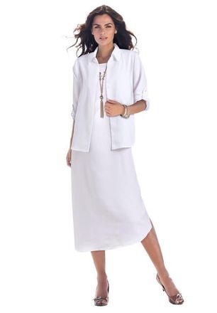 Roaman's Roll Tab Jacket Dress in White at Nordstrom, Size 30