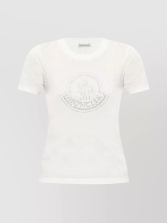 Moncler cotton slim-fit crystal-embellished logo t-shirt