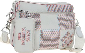 Louis Vuitton Trio Messenger Limited Edition Damier Spray Leather White Canvas Handbag (Pre-Owned)