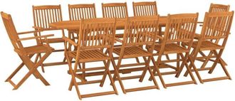 vidaXL 11 Piece Garden Dining Set 220x90x75 cm Solid Wood Acacia vidaXL