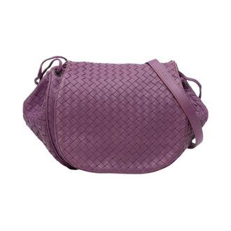 Bottega Veneta Pre-owned Nappa Intrecciato Flap Crossbody - Dames - Pre-owned - Paars - Maat: ONE Size Leer